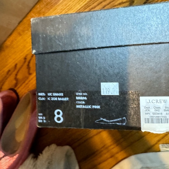 NIB J Crew Zoe Ballet Flats Pink Metallic Snake Embossed Italian Leather - 8 - Picture 4 of 4